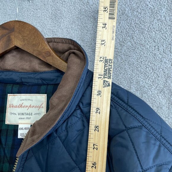 NEW Original Weatherproof Vintage Men's XXL Quilted Jacket Blue Plaid Lining - Picture 5 of 12